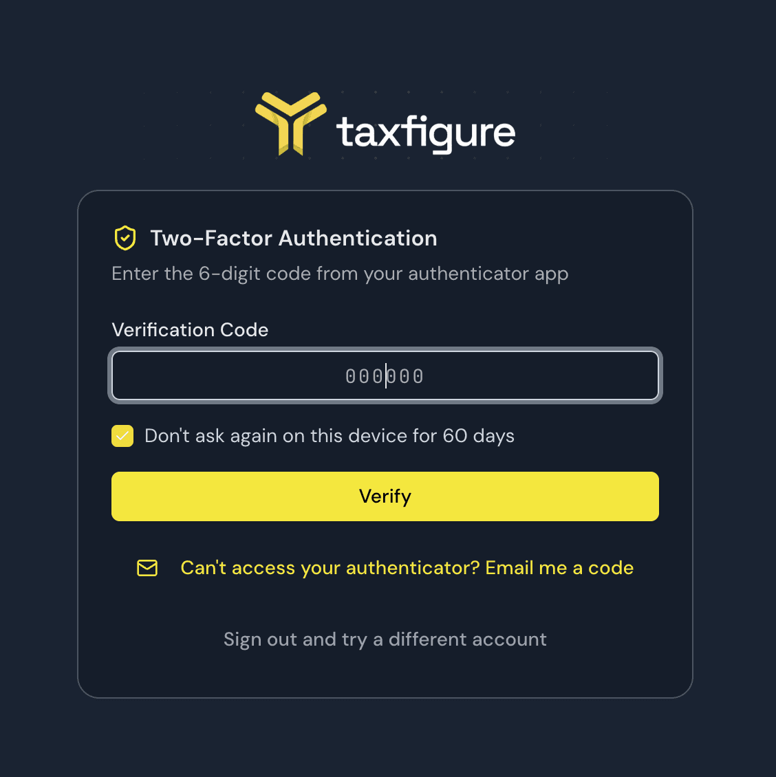 Two-Factor Authentication prompt during sign-in with the remember-device option and email fallback