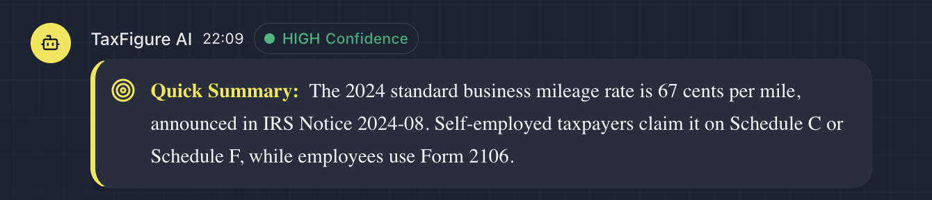 Response header with HIGH confidence badge and Quick Summary block