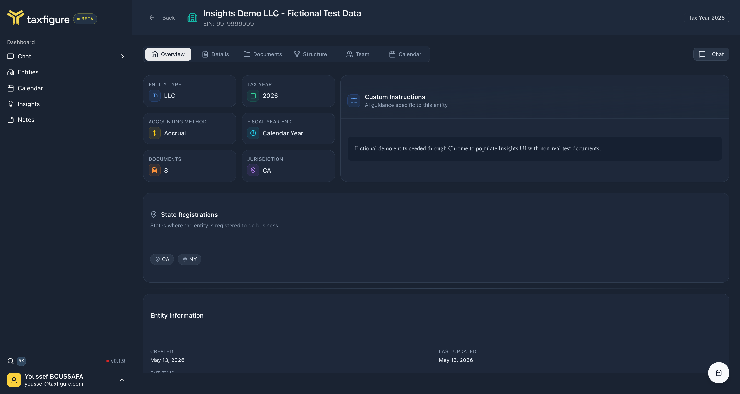 Entity workspace